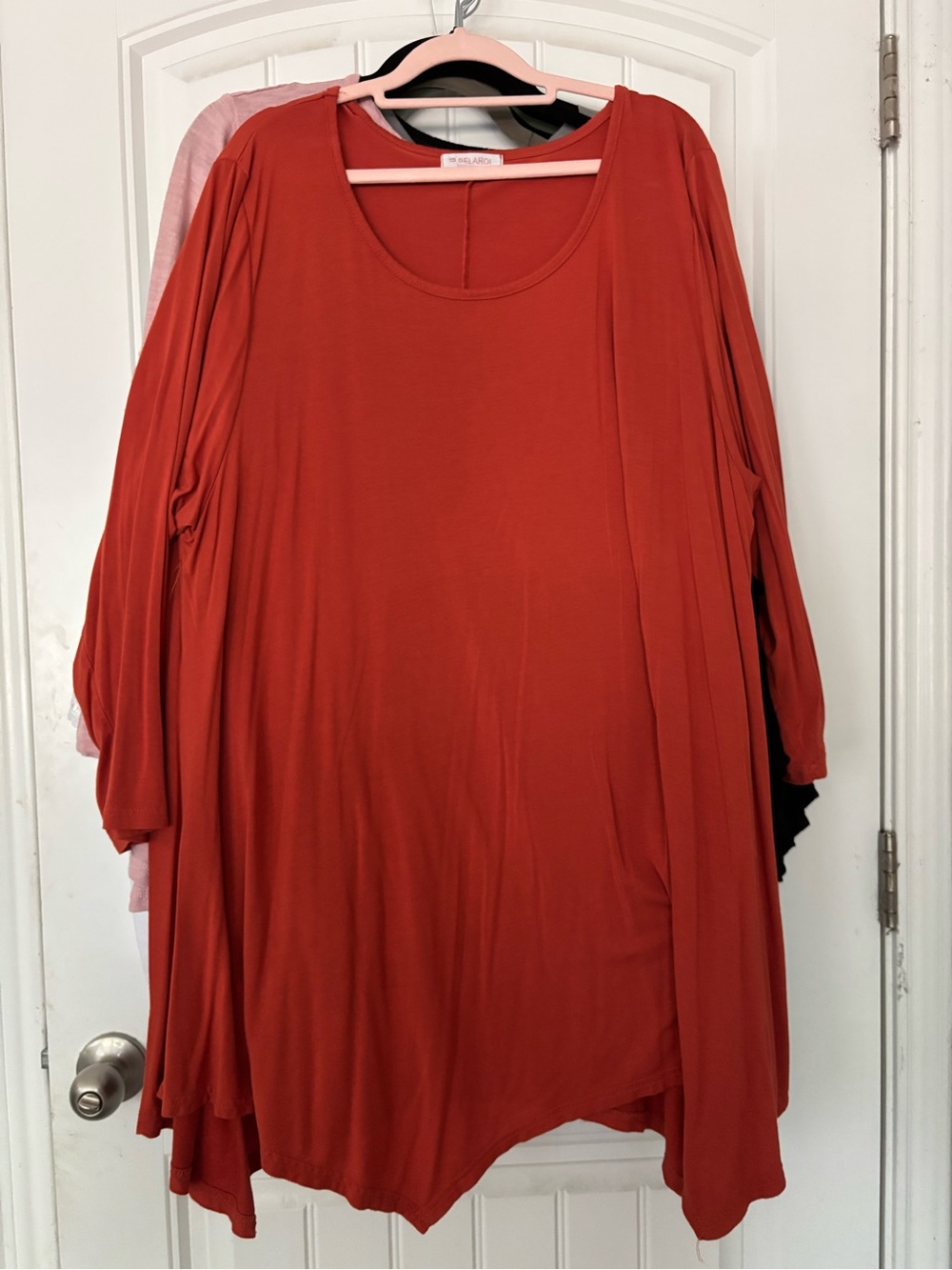 Source Unknown Women's Brick Red Draped Tunic Top